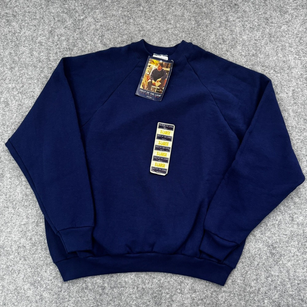 Vintage 1997 NWT Fruit of the Loom Men's USA Made Blue Sweater Size Xl DEADSTOCK